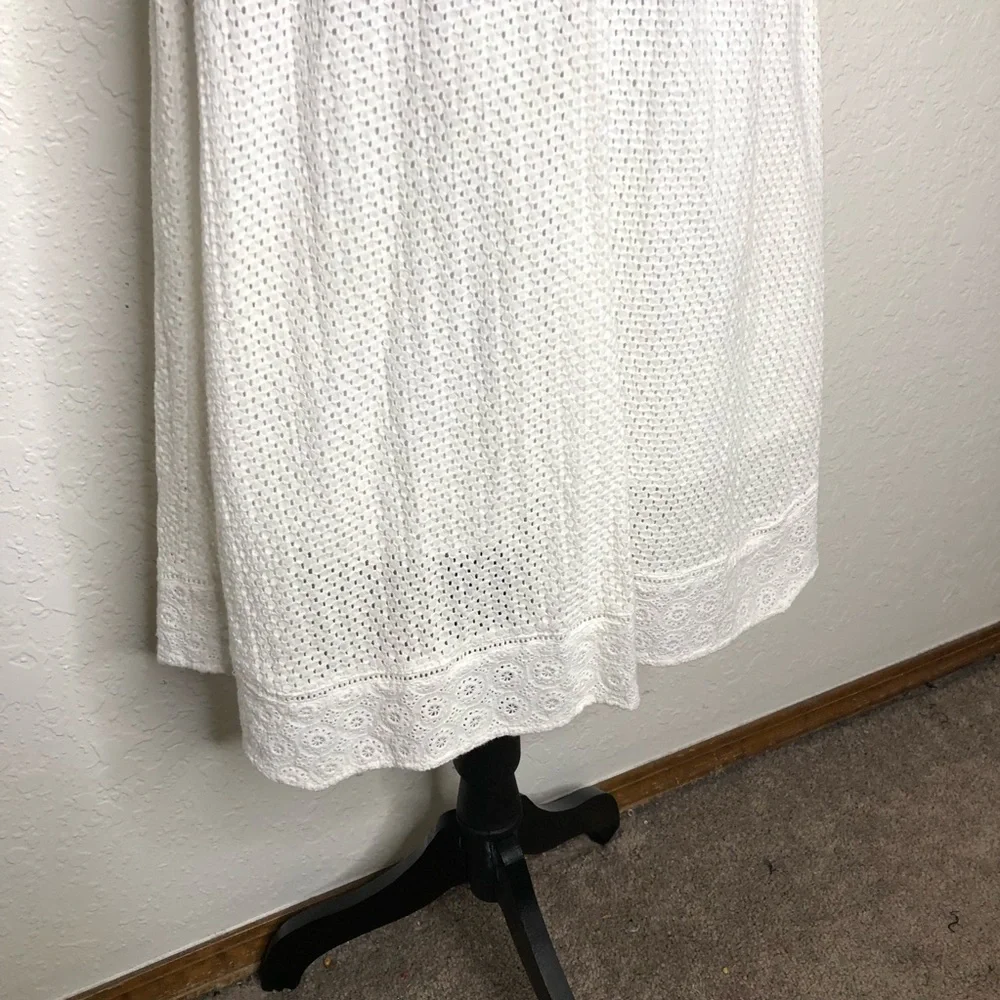 Cabi Lizzie white mixed eyelet overlay tie front dress‎ size 4 #5106